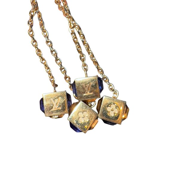 ‼️LOUIS VUITTON CRYSTAL GAMBLE CUBE EARRINGS IN AZUR - Picture 2 of 16